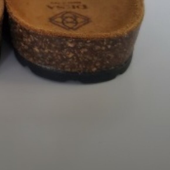 DOLCE VITA Women's Summer Cork Sandals Light Brown Suede Criss Cross Stones sz 9 - Picture 7 of 11